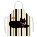 Cute black cat print apron for adults, oil-proof kitchen cooking bib with striped design. - 65x75cm Adult / Cartoon Panda Series 2