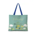Détail du sac cabas en toile avec imprimé floral aquarelle frais et design Février charmant. - Floral Aquarelle Horizontal 02 Sangle Bleue