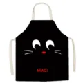Black cartoon cat face kitchen apron with adjustable straps for cooking and baking tasks - 65x75cm Adult / Cartoon Panda Series 3
