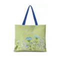 Détail du sac cabas en toile florale, avec de jolies fleurs aquarelles et motif imprimé. - Floral Aquarelle Horizontal 04 Sangle Bleue