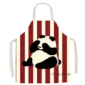 Cute panda apron with red white stripes, kitchen cooking anti-oil bib for adults and painting. - Cartoon Panda Series 6
