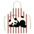 Detailed view of a cute sleeping panda kitchen apron with red and white stripes design. - Cartoon Panda Series 7