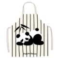 Cute cartoon panda apron for kitchen cooking, stylish vertical stripes, durable oil-proof fabric. - Cartoon Panda Series 8