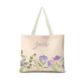 Sac cabas en toile avec imprimé floral aquarelle et lettrage June pour femmes quotidien. - Floral Aquarelle Horizontal 06 Sangle Beige