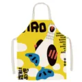 Detailed view of the cute blue-footed booby bird cotton linen apron, perfect for kitchen baking. - Little Monster Zoo-9