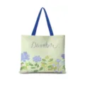 Sac cabas en toile a fleurs pour femme, joli design de plantes a aquarelle sac quotidien. - Floral Aquarelle Horizontal 09 Sangle Bleue