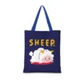 Sac cabas fourre-tout en toile bleu foncé avec illustration de mouton mignon et design unique. - Zodiaque Vertical 08 (Sangle Bleue)