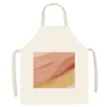 Close-up detail shot of the beige cotton linen kitchen apron with abstract landscape print. - 65x75cm (Adult Thickened Cotton Linen) / Nordic Cartoon 1