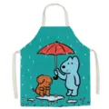 Delantal de cocina sin mangas de algodón y lino con bonito perro y oso de dibujos animados - 65x75cm (Lino de algodón grueso para adultos) / Perro Lindo Estilo 1