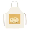 Cotton linen kitchen apron with floral art print, cute sleeveless cooking bib for home use. - 65x75cm (Adult Thickened Cotton Linen) / Nordic Cartoon 3