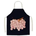 Tablier de cuisine en tissu noir avec joli imprimé de raisin rose, idéal pour la cuisson. - 65x75cm (Adulte) / Couleur Artistique 3