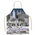 Tablier de cuisine avec imprimé ville d'hiver neige, bavette de cuisson en coton lin pour maison. - 65x75cm Adulte Épaissi Coton Lin / Lumière D'hiver Chaude 2