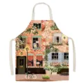 Tablier de cuisine chic en coton et lin avec un charmant design de rue vintage européenne. - 65x75cm Adulte Épaissi Coton Lin / Lumière D'hiver Chaude 3