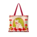 Sac cabas en toile imprimé artistique, sac épaule chat mignon pour femme au quotidien. - Romantisme Horizontal 01 - Sangle Rouge
