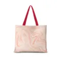 Sac cabas en toile détail, imprimé marbre rose artistique, anses rouges, sac casual. - Abstrait Littéraire Horizontal 01 [Sangle Rouge]