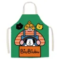 Cartoon puppy linen apron detail shot, creative quirky cooking smock for home kitchen studio. - Daodao Dog 6