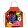 Colorful cartoon character print cotton linen sleeveless cooking apron for home kitchen use. - Daodao Dog 8