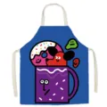 Cartoon puppy cotton linen apron kitchen cooking cute blue sleeveless bib smock detail - Daodao Dog 9