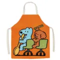 Cute cartoon cotton linen kitchen apron, comfortable sleeveless cooking bib for home use. - Cute Dog Style 10