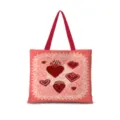 Sac cabas en toile avec motif de coeur sacré et anses rouges pour travail et école. - Romantisme Horizontal 06 - Sangle Rouge