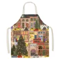 Christmas street print cotton linen kitchen apron for cooking, cute holiday style cooking coverall. - Warm Winter Light 11