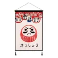 Tenture murale en tissu Daruma japonais tapisserie esthétique décoration chambre bannière - Poupée Daruma / 45x65cm