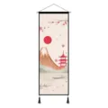 Tapisserie murale en tissu style japonais ukiyo-e fleur de cerisier montagne déco - Pavillon Près de l'Eau / 45x120cm
