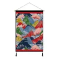 Tenture murale ukiyoe japonaise en tissu peinture decorative avec variante de tige bois - Montagnes Colorées / 45x65cm