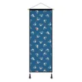 Tenture murale en tissu de style japonais avec motif de montagne et batons en bois pour decor. - Petit Mont Fuji / 45x120cm