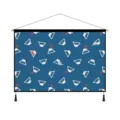 Tapisserie murale en tissu style japonais avec baguette en bois motif montagne chic. - Petit Mont Fuji / 65x45cm