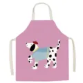 Bonito delantal de cocina de algodón y lino con estampado de perro dálmata para cocinar. - 65x75cm (Adulto) / Dálmata