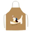 Delantal de cocina de lino con estampado de perro lindo, ropa de trabajo de cocina anti-manchas. - 65x75cm (Adulto) / Perro Pelota