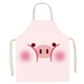 Bonito delantal de cocina con estampado de cerdo de dibujos animados para cocinar rosa - 65x75cm (Adulto) / Cerdo Lindo