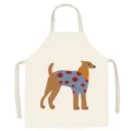 Detailed view of the cute cartoon dog linen kitchen apron, perfect for baking and cooking. - Doberman Dog