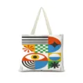 Sac cabas en toile avec imprimé art géométrique coloré, grand sac porté épaule décontracté. - Horizontal 09 (Sangle Beige)
