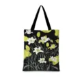 Sac cabas en toile avec imprimé de fleurs de lys artistiques, sac d'épaule botanique chic. - Lys Ligne Vertical 04 (Sangle Noire)