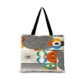 Sac cabas en toile de coton avec imprimé géométrique abstrait, grand sac épaule pour femme. - Horizontal 11 (Sangle Noire)