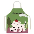 Cartoon dog print linen kitchen apron for cooking, baking and cleaning, comfortable adjustable. - Outing Spotted Dog