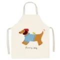 Cotton linen kitchen apron cute cartoon dog pattern baking cooking waterproof workwear - Duck and Dog