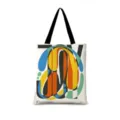 Sac cabas en toile géométrique dopamine grande capacité sac bandoulière décontracté étudiants - Vertical 03 (Sangle Noire)