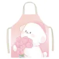 Cute cartoon puppy print cotton linen kitchen apron for cooking, baking and home housework use. - 65x75cm Adult / Cute Dog-3