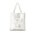 Sac cabas en toile détail d'impression, illustration de sac mignon esthétique gros plan vue - Coton et lin [Impression recto-verso + fermeture éclair + poche intérieure] / Style Ballet Crème Vertical 01 (Sangle Beige)