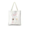 Sac cabas en toile style crème avec joli motif de chiots et texte mignon pour le quotidien. - Coton et lin [Impression recto-verso + fermeture éclair + poche intérieure] / Style Ballet Crème Vertical 04 (Sangle Beige)