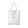 Sac cabas en toile crème, grand sac à épaule décontracté avec imprimé chat mignon. - Coton et lin [Impression recto-verso + fermeture éclair + poche intérieure] / Style Ballet Crème Vertical 05 (Sangle Beige)
