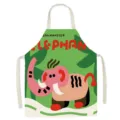 Cute cartoon elephant cotton linen apron, vibrant kitchen baking cooking sleeveless bib for home. - Little Monster Zoo-13