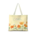 Sac cabas en toile à fleurs aquarelle avec impression octobre, sac etudiant fourre-tout quotidien. - Floral Aquarelle Horizontal 10 Sangle Beige
