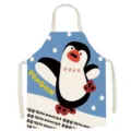Cute penguin print cotton linen kitchen apron detail showing quality fabric and anti-stain design. - Little Monster Zoo-14