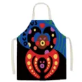 Cotton linen kitchen apron with colorful octopus graphic, anti-stain baking cooking bib for home - Little Monster Zoo-17