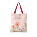 Sac cabas en toile à fleurs aquarelle pour étudiants, sac à main casual pour navetteurs. - Floral Aquarelle Vertical 03 Sangle Rouge