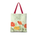 Sac cabas en toile avec motif floral aquarelle frais et impression de mai, sac quotidien. - Floral Aquarelle Vertical 05 Sangle Rouge
